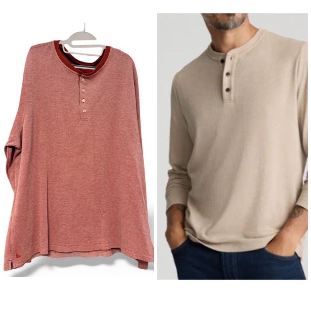 UNTUCKit Red Heathered Long-Sleeve Henley Shirt, XXXL